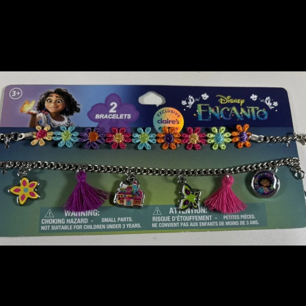 Claire's Disney Encanto Silver Tone Best Friends Charm Bracelet BFF Jewelry Set
